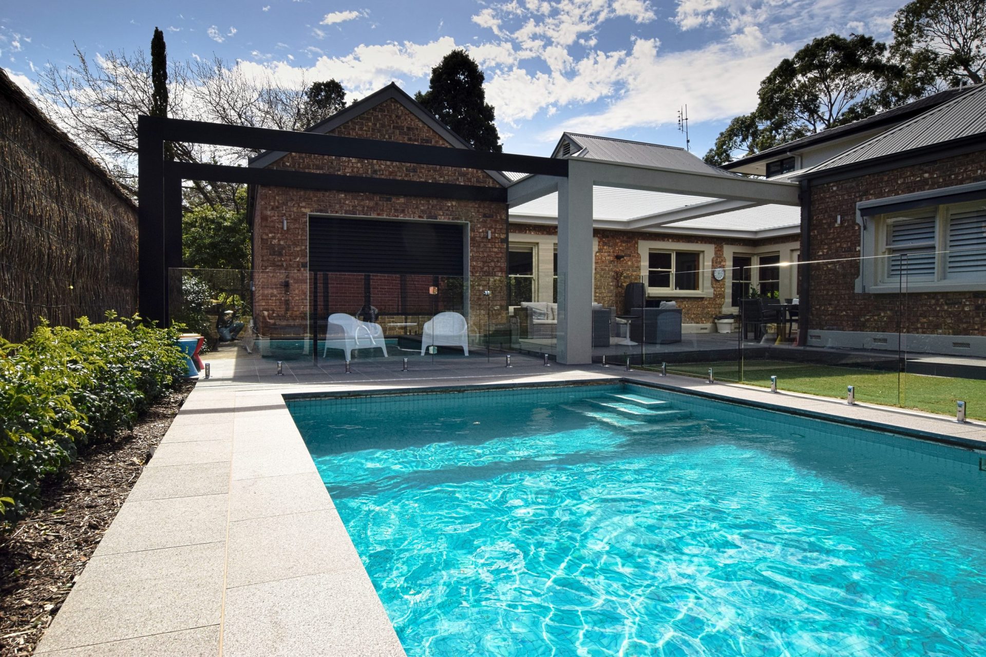 Custom Outdoor Living Area with Pool Heritage Inspired